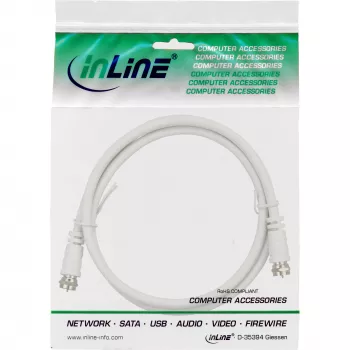 InLine SAT-Kabel 2x geschirmt ultra low loss 2x F-Stecker >75 dB weiß 3 m