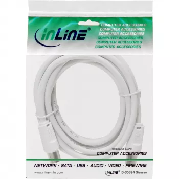 InLine Antennenkabel 2-fach geschirmt, ultra-geringe Dämpfung >75 dB, weiß, 10 m
