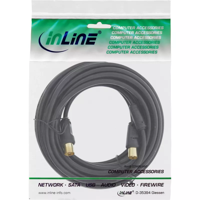 InLine Antennenkabel 2-fach geschirmt >85 dB schwarz 1 m