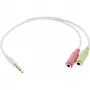 InLine Audio-Headset-Adapterkabel 3,5 mm Stecker 4-polig / 2x 3,5 mm, weiß, 0,15 m