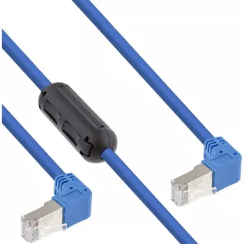 InLine Patchkabel beidseitig nach unten abgewinkelt, S/FTP (PiMf), Cat.6, PVC, blau, 1,6 m