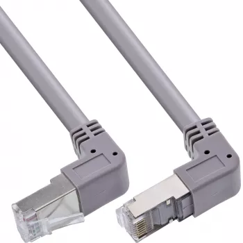 InLine Patchkabel hoch/runter abgewinkelt, S/FTP (PiMf), Cat.6, PVC, Kupfer, grau, 2,67m