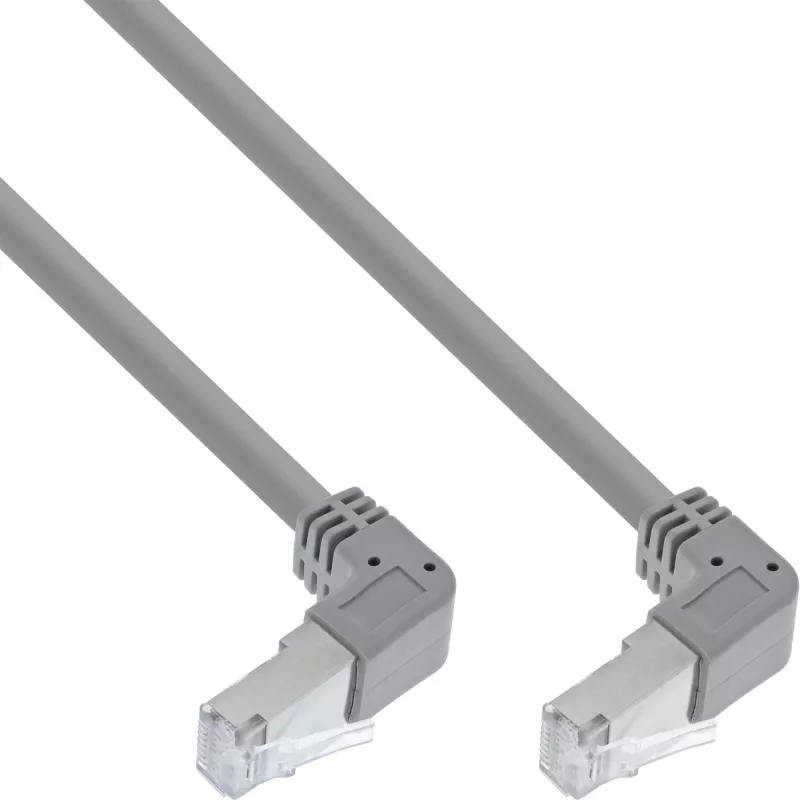 InLine Patchkabel hoch/runter abgewinkelt, S/FTP (PiMf), Cat.6, PVC, Kupfer, grau, 2,67m