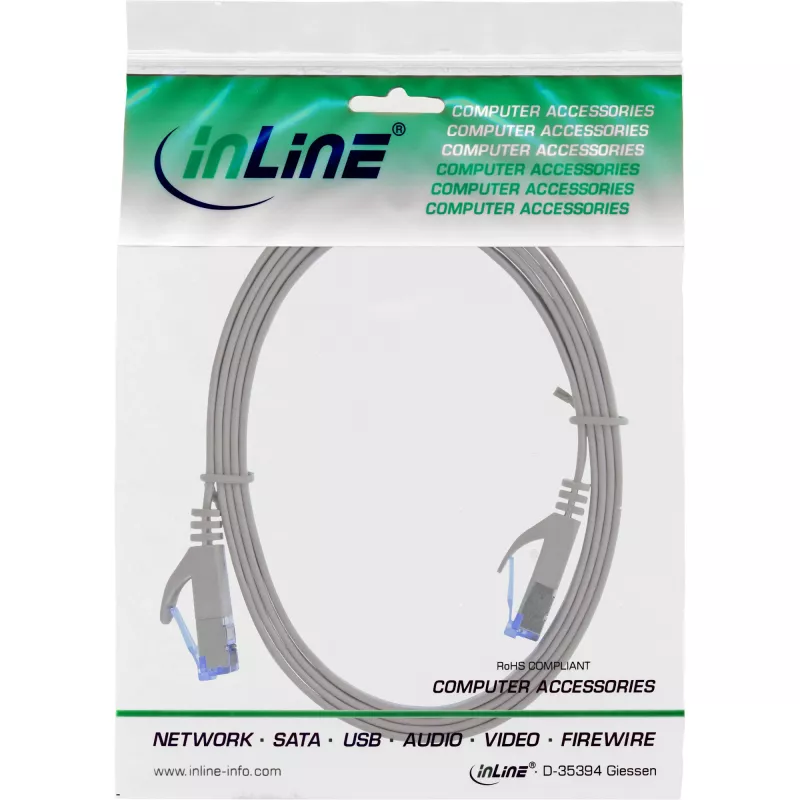 InLine Flach-Patchkabel, U/FTP, Cat.6A, grau, 1,5 m