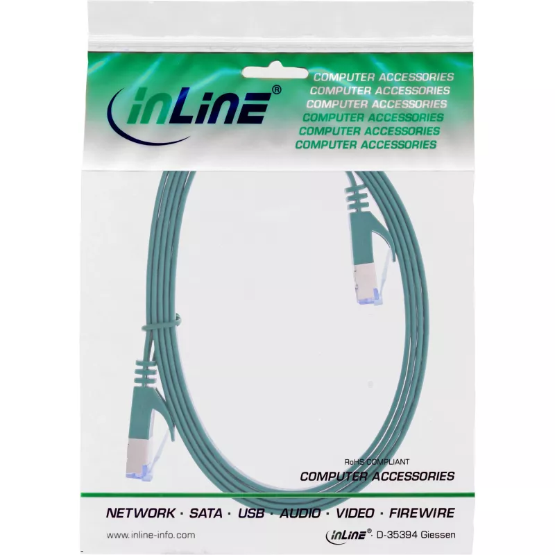 InLine Flaches Patchkabel, U/FTP, Cat.6A, grün, 0,5 m