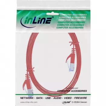 InLine Flach-Patchkabel, U/FTP, Cat.6A, rot, 2m