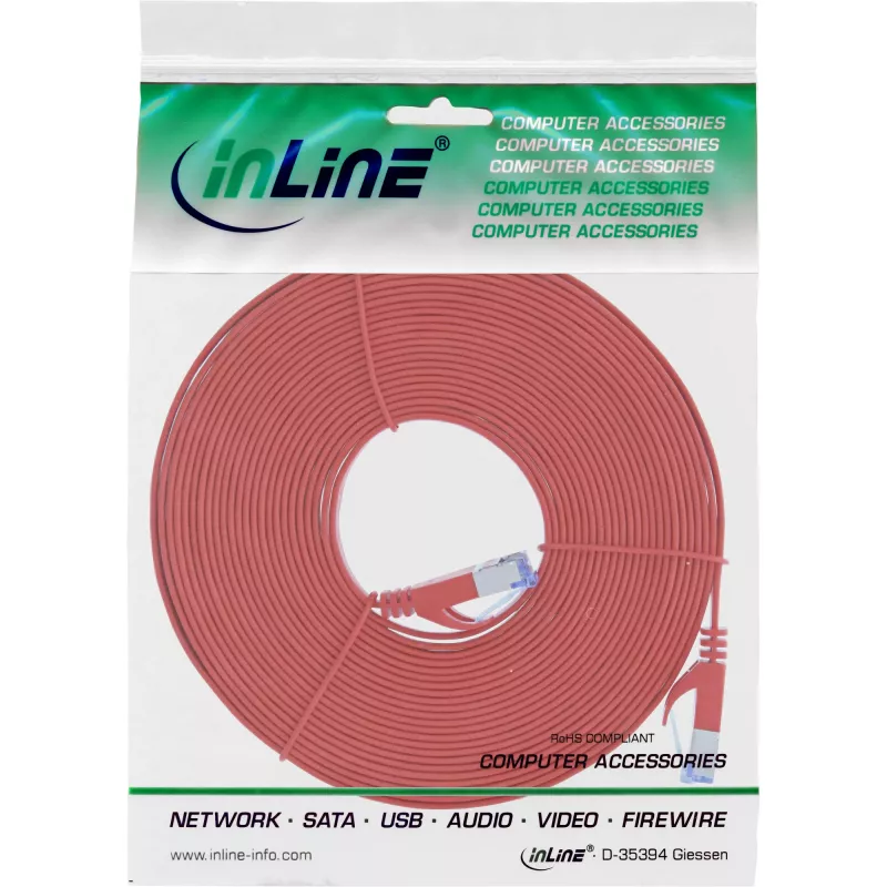 InLine Flach-Patchkabel, U/FTP, Cat.6A, rot, 7 m