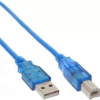 InLine USB 2.0 Kabel Typ A Stecker / Typ B blau transparent 3m