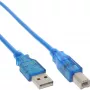 InLine USB 2.0 Kabel Typ A Stecker / Typ B blau transparent 3m