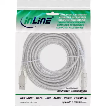 USB 2.0 Kabel Typ A Stecker / Typ B Stecker InLine 34535T 3 m transparent