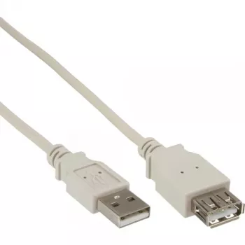 USB 2.0 Verlängerungskabel Typ A Stecker/Buchse InLine 34633 beige 0,3m