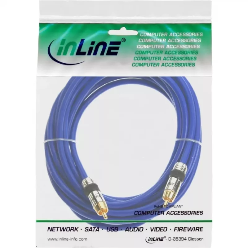 InLine Premium RCA-Audiokabel 1x RCA Stecker / Stecker vergoldet 3m
