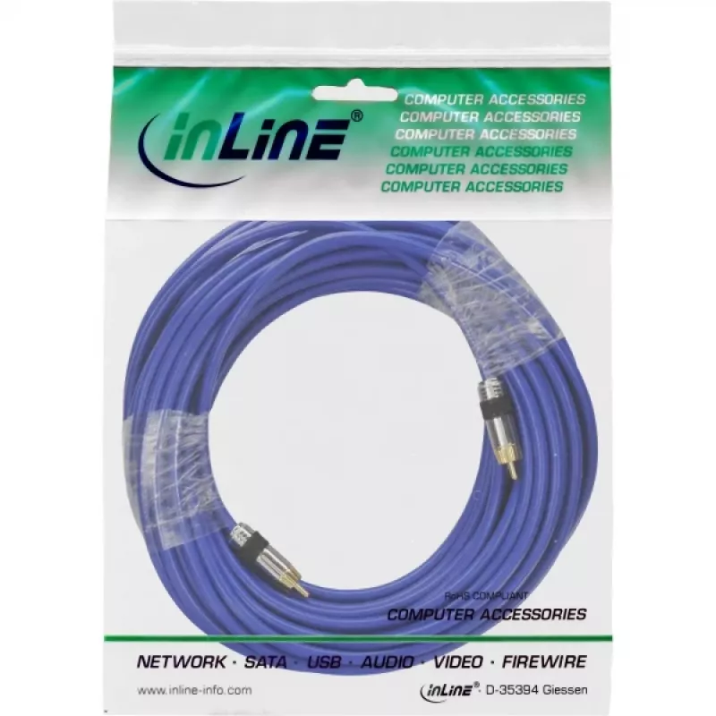 InLine Premium RCA Audio Kabel 1x RCA Stecker / Stecker vergoldet 15m