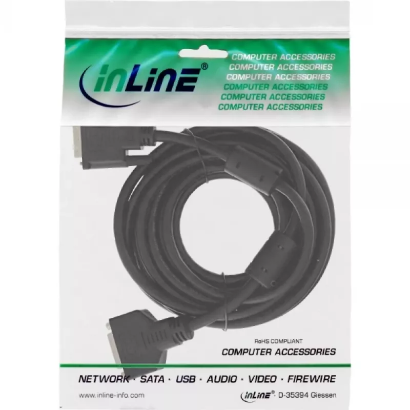 InLine DVI-D-Kabel 24+1 M/F, Dual Link, 2 Ferritkerne, 2 m