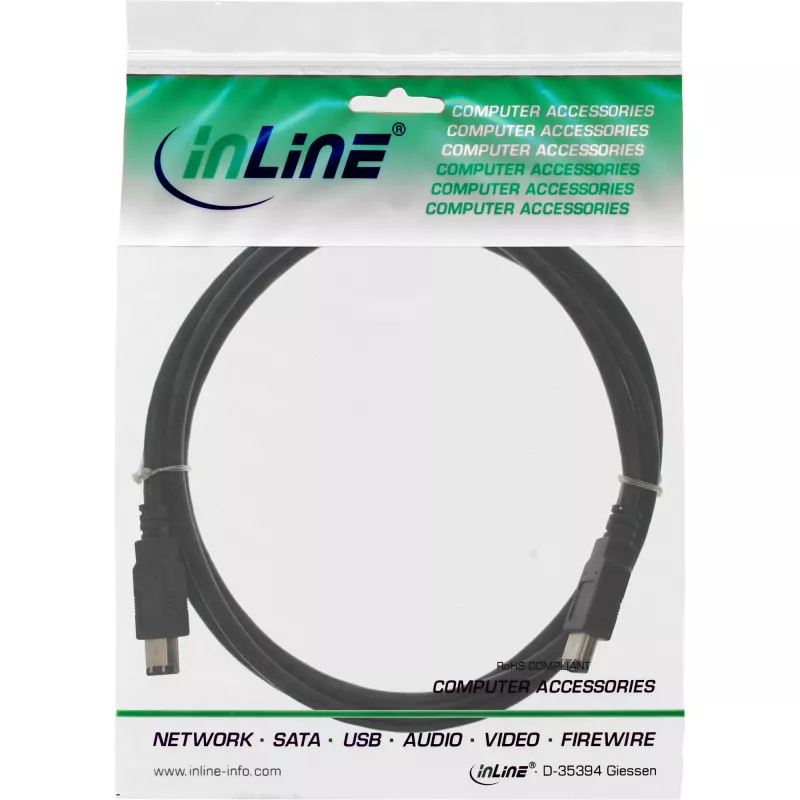InLine FireWire 400 1394 Kabel 6 Pin Stecker / Stecker 0,5 m