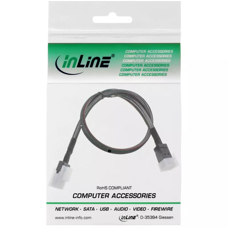 InLine Mini SAS HD Kabel SFF-8643 auf SFF-8087 mit Sideband 0,5m