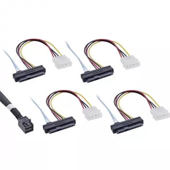 InLine Mini SAS HD Kabel SFF-8643 auf 4x SFF-8482 + Power 1m