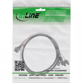 InLine Mini SAS HD Kabel SFF-8643 auf 4x SATA + Sideband 1 m
