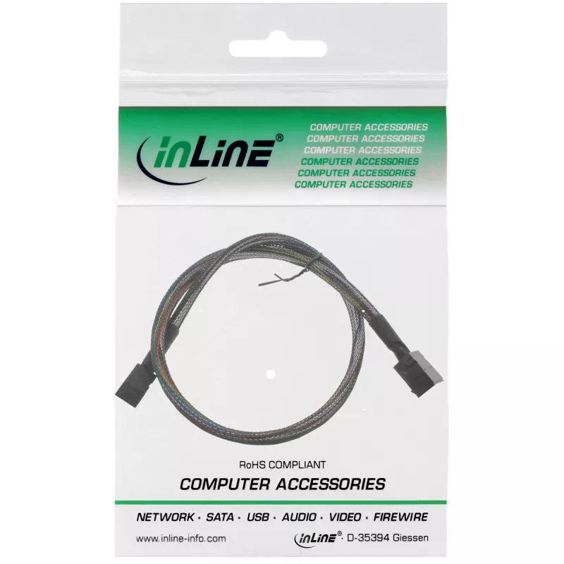 InLine Mini SAS HD Kabel SFF-8643 auf SFF-8643 mit Sideband 0,5 m