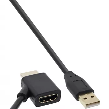 InLine HDMI Adapter M/M mit USB-A Power-Injektor 0,5 m