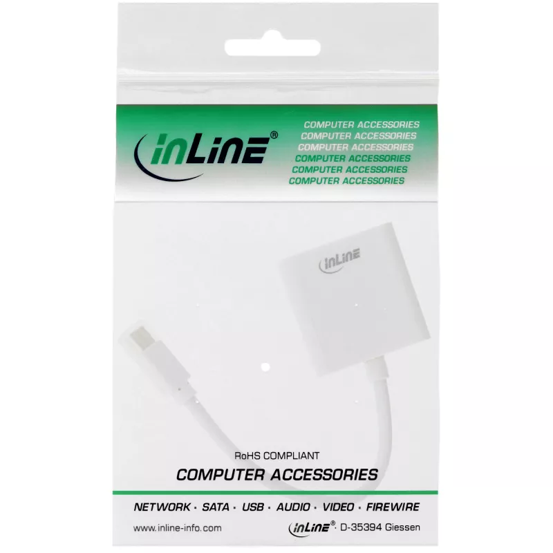 InLine Mini DisplayPort Stecker / DVI-D 24+1 Adapter Buchse weiß, 0,15m