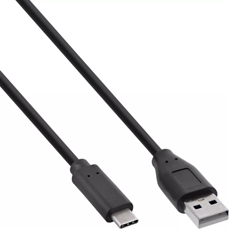 InLine USB 2.0 Kabel, USB-C Stecker / USB-A Stecker, schwarz, 3m