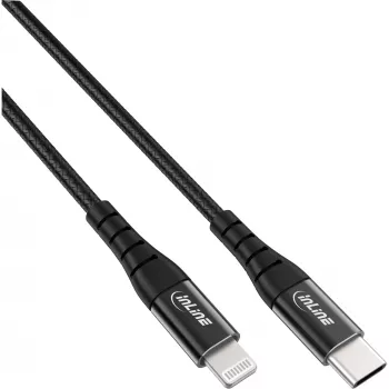 InLine USB-C Lightning Kabel, für iPad, iPhone, iPod, schwarz/Aluminium, 1m MFi