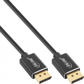 InLine DisplayPort 1.4 Kabel schlank, 8K4K, schwarz, vergoldete Kontakte, 0,5 m