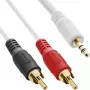 InLine 2x RCA Kabel Stecker / 3,5 mm Stecker weiß/gold 10 m