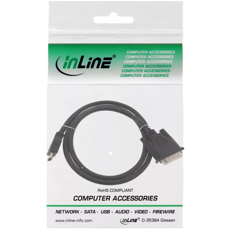 InLine HDMI-DVI-Kabel HDMI-Stecker / DVI-Stecker 18+1 schwarz 1,5m