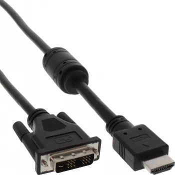 InLine HDMI-DVI-Kabel 19-Pin Stecker / 18+1 Stecker + Ferritkern schwarz 1m