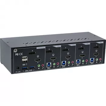 KVM Desktop Switch InLine 62644I 4-Port Dual Monitor DP+HDMI 4K USB 3.0 Audio