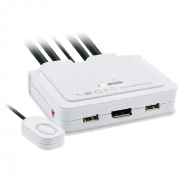 InLine KVM-Switch, 2-Port, USB-C auf DisplayPort 1.2, 4K, Audio, integriertes Kabel