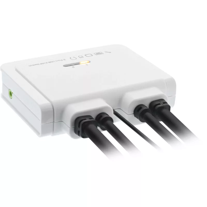 InLine KVM-Switch, 2-Port, USB-C auf DisplayPort 1.2, 4K, Audio, integriertes Kabel