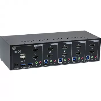 KVM Desktop Switch InLine 62654I 4-Port Dual-Monitor HDMI 4K USB 3.0 Audio