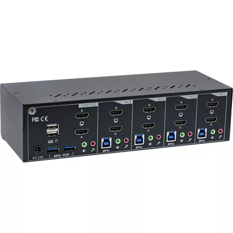 KVM Desktop Switch InLine 62654I 4-Port Dual-Monitor HDMI 4K USB 3.0 Audio
