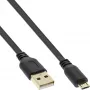 InLine Micro USB 2.0 Flachkabel USB A / Micro-B, schwarz/gold, 0,3 m