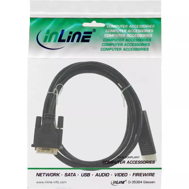 DisplayPort-auf-DVI-Adapterkabel InLine 17117 0,3 m schwarz