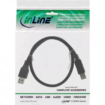 InLine USB 3.2 Gen.1 Kabel Typ A Stecker / Typ B Stecker, schwarz, 0,3m