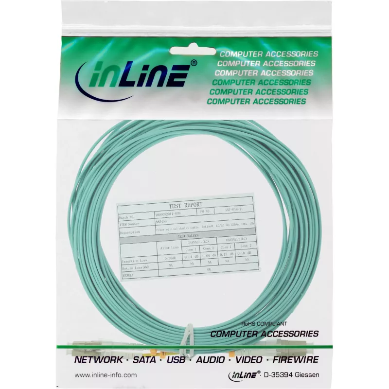 Glasfaser-Duplexkabel LC/LC InLine 88523O 20 m OM3 50/125 µm