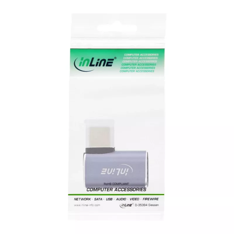 InLine USB4 Adapter, USB-C Stecker/Buchse rechts/links abgewinkelt, Aluminium, grau