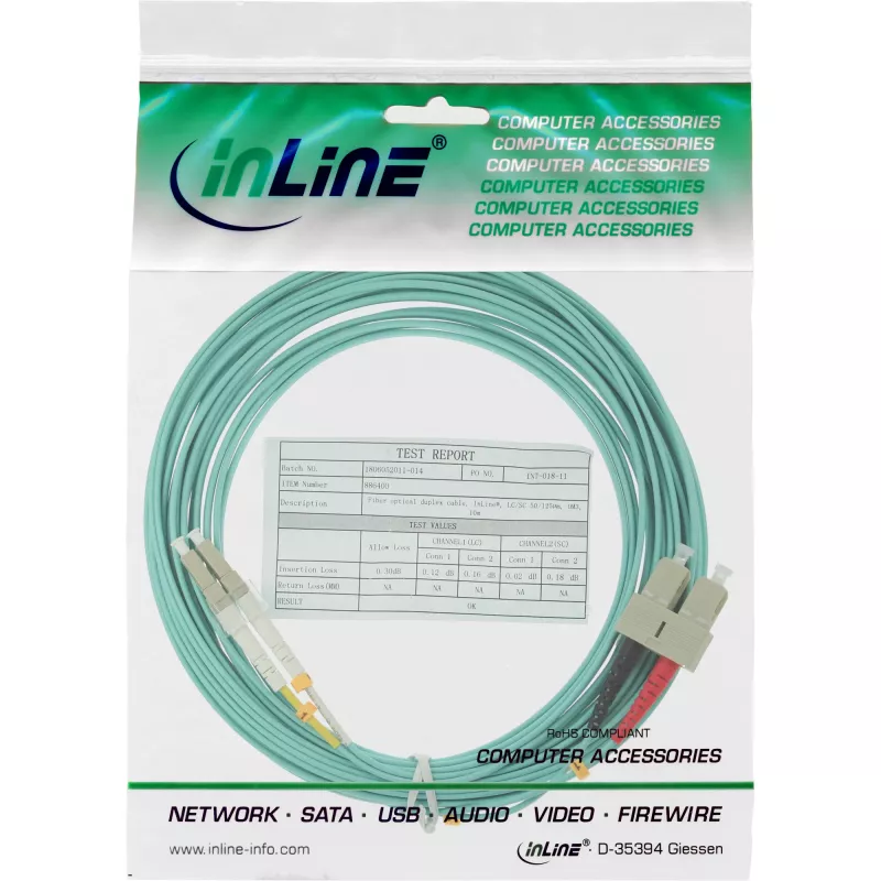 InLine Glasfaser-Duplexkabel LC/SC 50/125µm OM3 10m