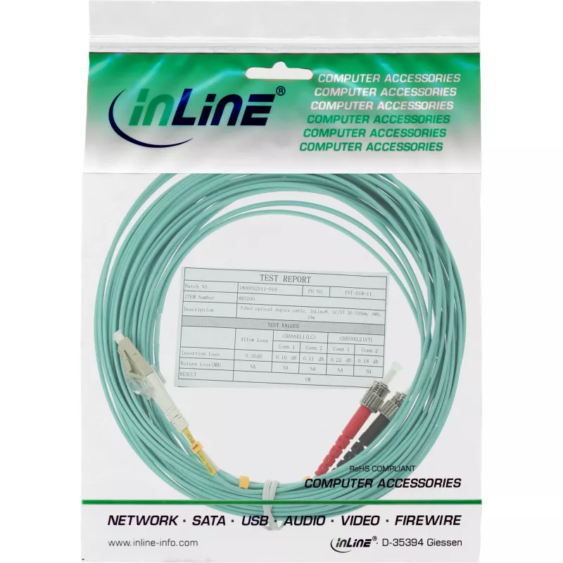 InLine Glasfaser-Duplexkabel LC/ST 50/125µm OM3 3m