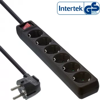 InLine Steckdosenleiste InLine 16461S 6-fach Schutzkontakt CEE 7/3 schwarz 1,5m