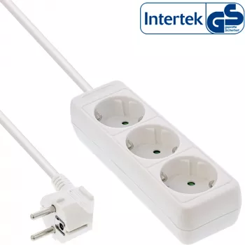 InLine Steckdosenleiste InLine 16433W 3-fach Schutzkontakt CEE 7/3 weiß 3m
