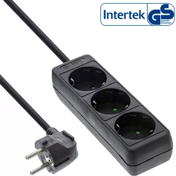 InLine Steckdosenleiste InLine 3-fach Schutzkontakt CEE 7/3 schwarz 5m