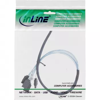 InLine schlank-SAS-Kabel, SFF-8654 auf 4x SATA 7-Pin, 12 Gb/s, 0,5 m