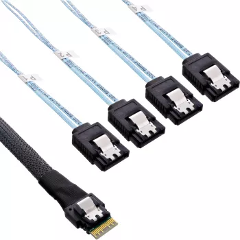 InLine schlank SAS Kabel, SFF-8654 auf 4x SATA 7-pin, 12Gb/s, 1m