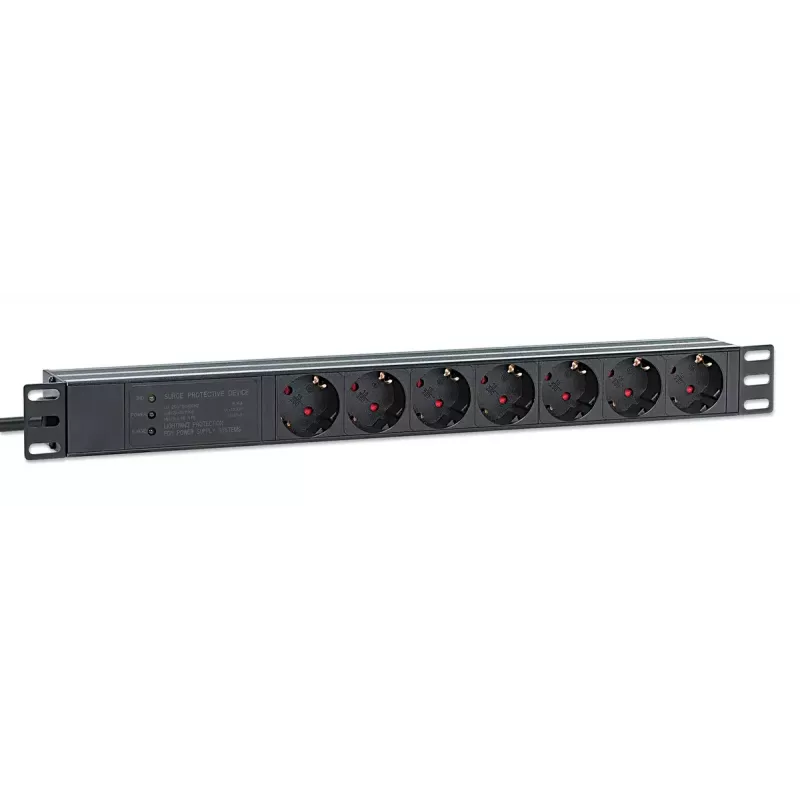 Intellinet 19 Zoll 1U Rackmount 7-fach PDU Überspannungsschutz 16 A 3 m Kabel