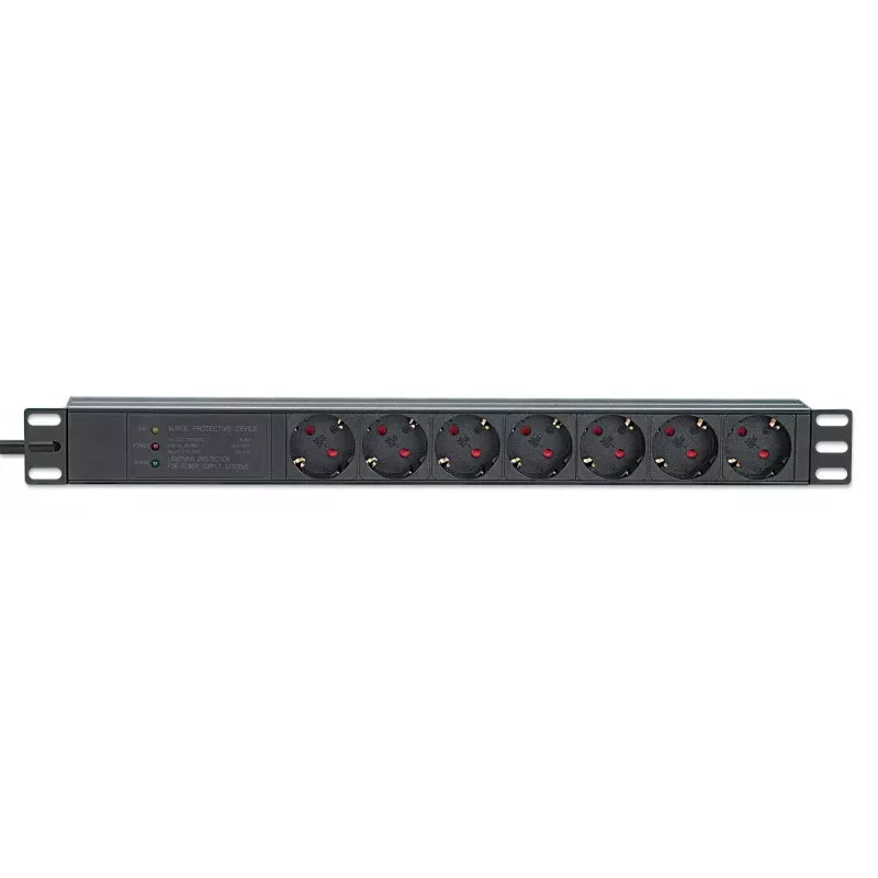 Intellinet 19 Zoll 1U Rackmount 7-fach PDU Überspannungsschutz 16 A 3 m Kabel
